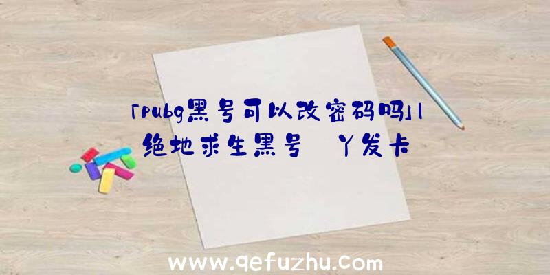 「pubg黑号可以改密码吗」|绝地求生黑号